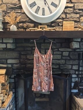 Floral Pink Mini Dress with Button Front